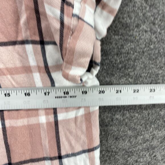 Nordstrom Rack Shirt Women M Medium Pink Plaid Button Up Collared Short Sleeve - Picture 7 of 9
